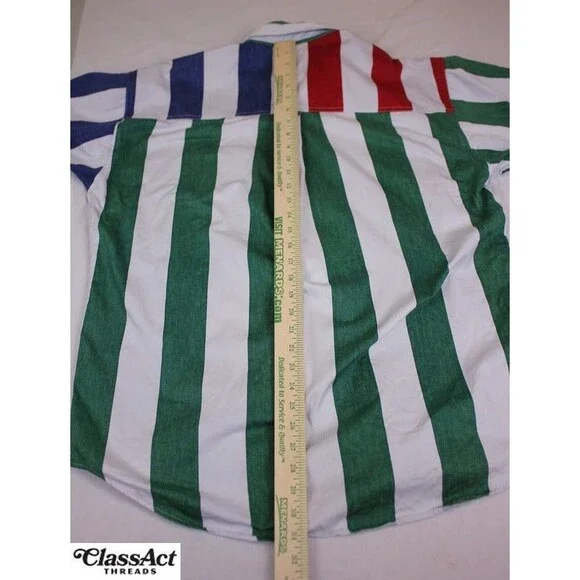 Chaps Ralph Lauren Mens Button Down Shirt White Multi Striped Short Sleeve L - Picture 5 of 9